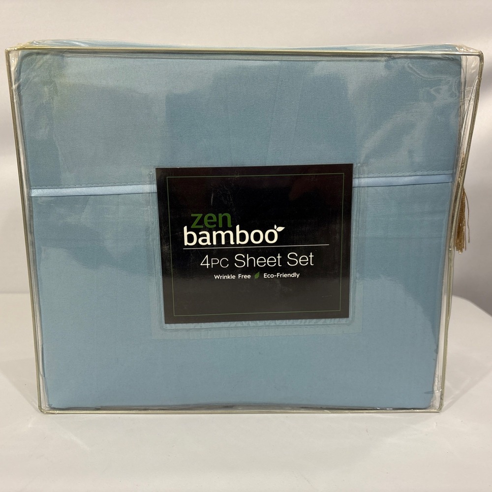 Zen Bamboo 1800 Series Luxury 4pc Sheet Set - King Sky Blue - Eco-Friendly